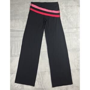 Lululemon 6 Black Pink Striped Yoga Pants Crop Stretch Flares Waist 26” Retro